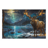 Wapiti (Elk) & Winterverlichting Perfect Poster (Voorkant)