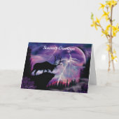 Wapitierhert kijkt uit over onweersbui kaart (Gele Bloem)