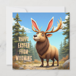 Wapiti's uit Wyoming met konijnenoren Feestdagenkaart