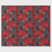 Wappapier met kleine schedel, Poinsettia Cadeaupapier (Vlak)