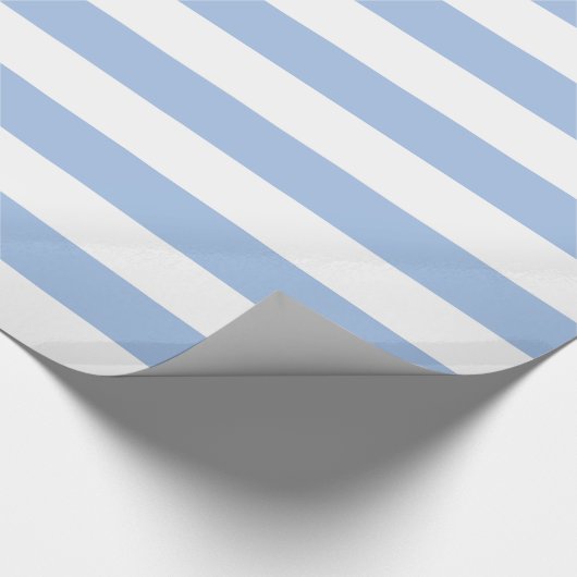 Wappapier met witte en lichte blauwe streping cadeaupapier (Hoek)
