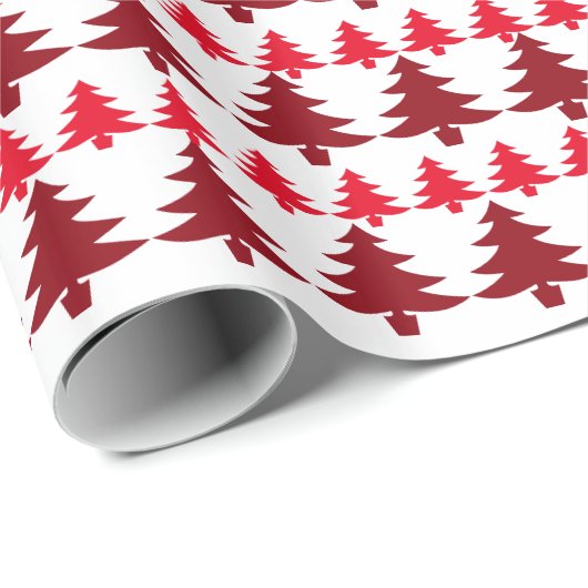 Wappapier met witte en rode kerstboomstructuur cadeaupapier (Rol Hoek)