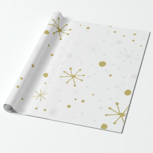 Wappapier met witte gouden sneeuwvlokken cadeaupapier