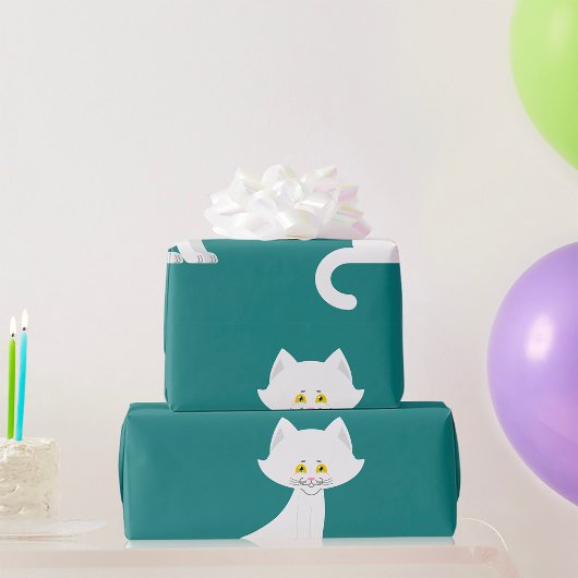 Wappapier met witte kat cadeaupapier
