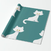 Wappapier met witte kat cadeaupapier (Uitgerold)