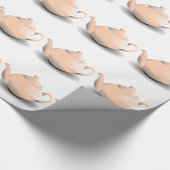 Wappapier met witte roze theepot cadeaupapier (Hoek)