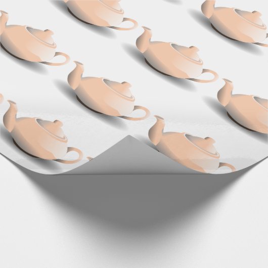 Wappapier met witte roze theepot cadeaupapier (Hoek)