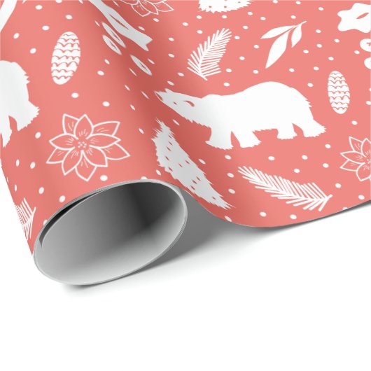 Wappapier voor poolrode kerstwijn, Beer Cadeaupapier (Rol Hoek)