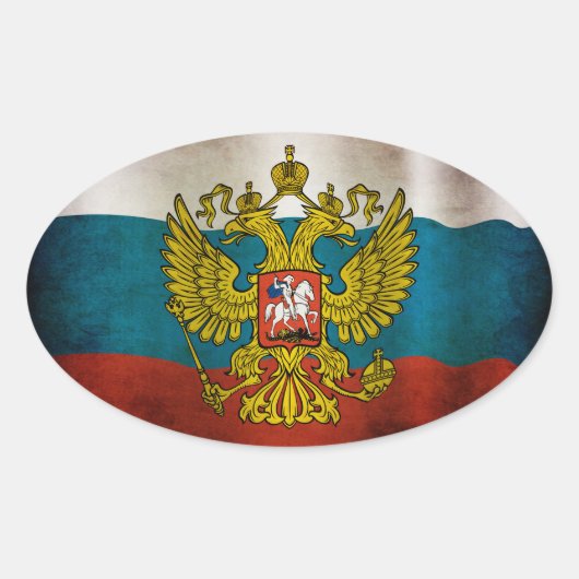 Wapperende vlag van Rusland Ovale Sticker (Voorkant)