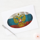 Wapperende vlag van Rusland Ovale Sticker (Envelop)