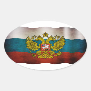 Wapperende vlag van Rusland Ovale Sticker