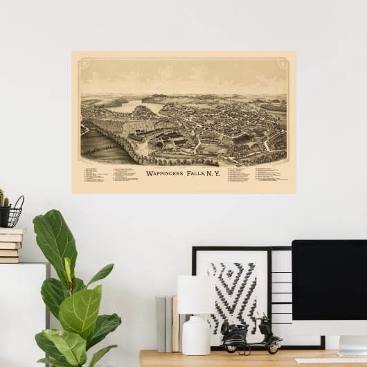 Wappingers Herfsten, NY Panoramic Map - 1889 Poster (Thuiskantoor)