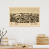 Wappingers Herfsten, NY Panoramic Map - 1889 Poster (Keuken)