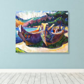 War Canoes | Emily Carr | Canvas Afdruk (Insitu (Houten vloer))