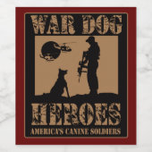 War Dog Amerikaanse Canine Heroes Wijn Etiket (Enkel label)