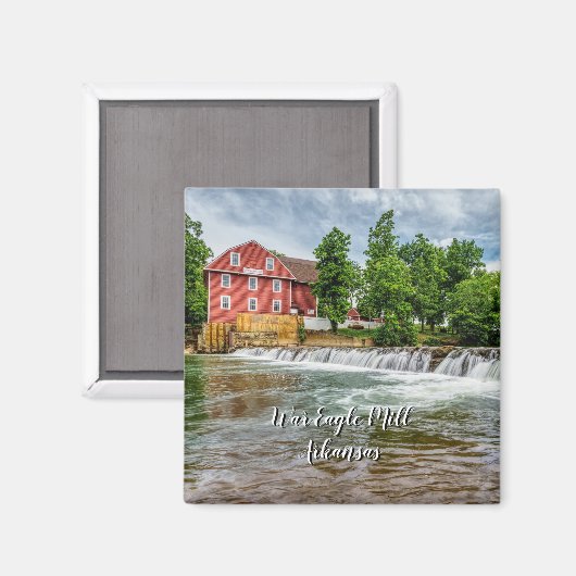 War Eagle Mill and Waterfall Square Magnet (Voorkant / Achterkant)