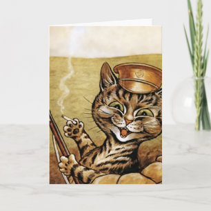 War Hero Cat door Louis Wain Card Kaart