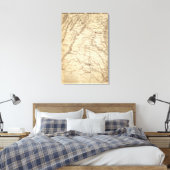 War Telegram Marking Map Canvas Afdruk (Insitu (Slaapkamer))