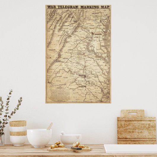 War Telegram Marking Map Poster (Keuken)