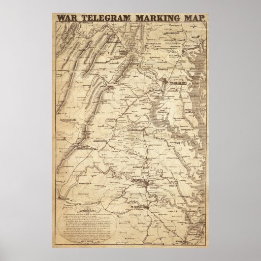 War Telegram Marking Map Poster (Voorkant)