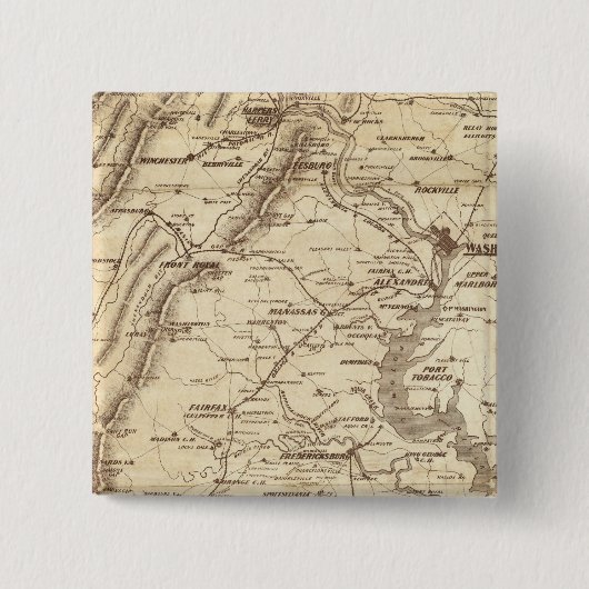 War Telegram Marking Map Vierkante Button 5,1 Cm (Voorkant)