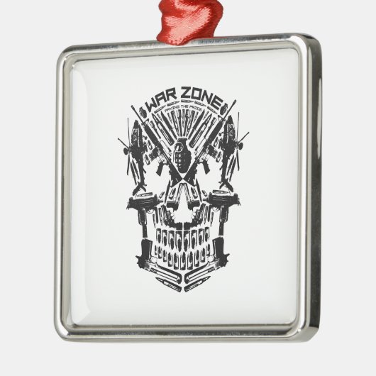 War Zone Skull Metalen Ornament (Links)