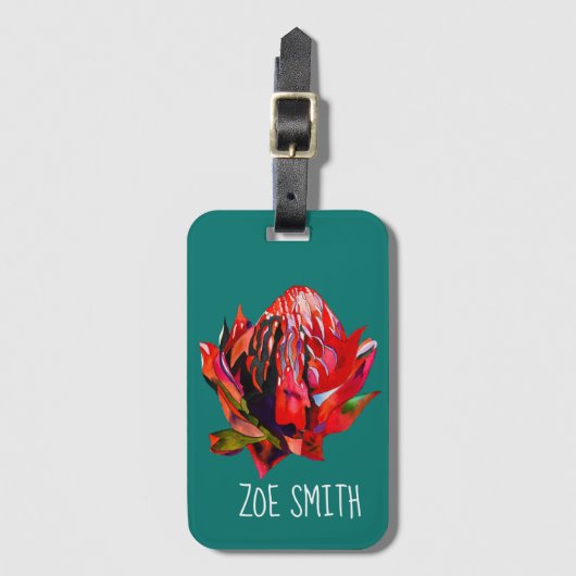 Waratah Australische waterverf van inheemse bloeme Bagagelabel (Voorkant (verticaal))