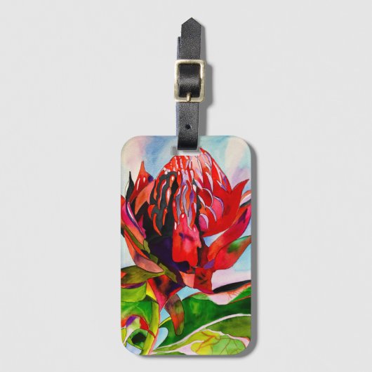 Waratah Australische waterverf van inheemse bloeme Bagagelabel (Voorkant (verticaal))