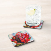 Waratah Australische waterverf van inheemse bloeme Bier Onderzetter (Rechterzijde)