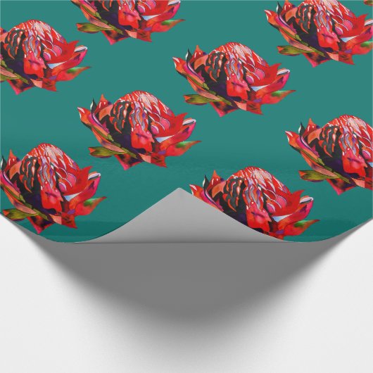 Waratah Australische waterverf van inheemse bloeme Cadeaupapier (Hoek)
