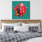 Waratah Australische waterverf van inheemse bloeme Canvas Afdruk (Insitu (Slaapkamer))