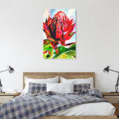 Waratah Australische waterverf van inheemse bloeme Canvas Afdruk (Insitu (Slaapkamer))