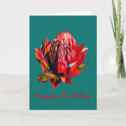 Waratah Australische waterverf van inheemse bloeme Kaart (Voorkant)