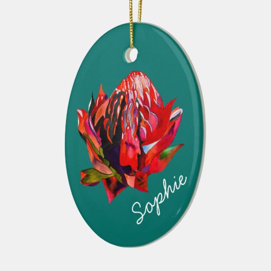 Waratah Australische waterverf van inheemse bloeme Keramisch Ornament (Links)