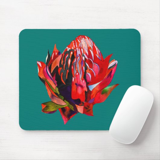Waratah Australische waterverf van inheemse bloeme Muismat (Met muis)