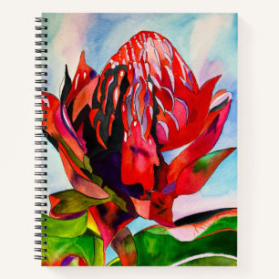 Waratah Australische waterverf van inheemse bloeme Notitieboek