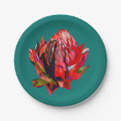 Waratah Australische waterverf van inheemse bloeme Papieren Bordje (Voorkant)