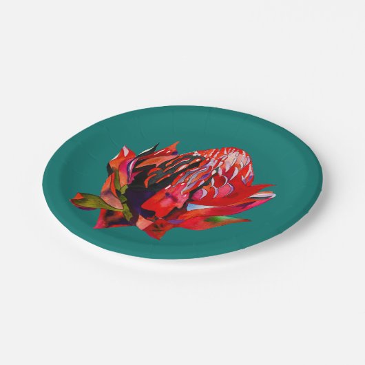 Waratah Australische waterverf van inheemse bloeme Papieren Bordje (Gekanteld)