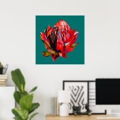 Waratah Australische waterverf van inheemse bloeme Poster (Thuiskantoor)