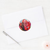 Waratah Australische waterverf van inheemse bloeme Ronde Sticker (Envelop)