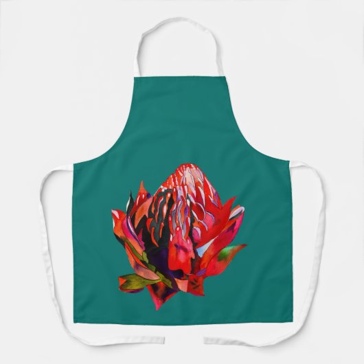 Waratah Australische waterverf van inheemse bloeme Schort (Voorkant)