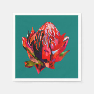 Waratah Australische waterverf van inheemse bloeme Servet