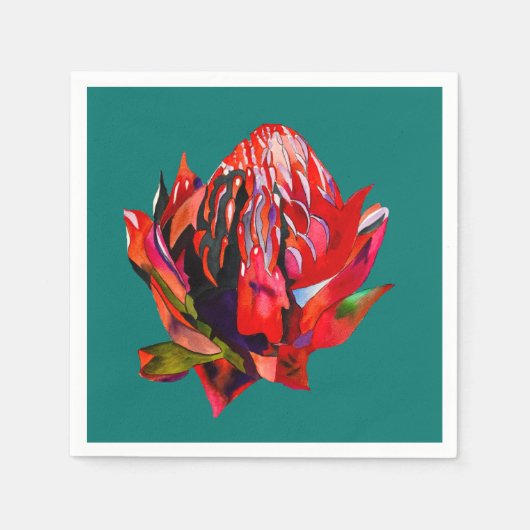 Waratah Australische waterverf van inheemse bloeme Servet (Voorkant)