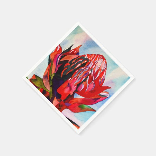 Waratah Australische waterverf van inheemse bloeme Servet (Hoek)