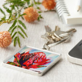 Waratah Australische waterverf van inheemse bloeme Sleutelhanger (Zijkant)