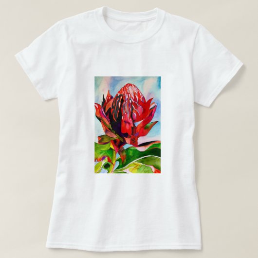 Waratah Australische waterverf van inheemse bloeme T-shirt (Design voorkant)