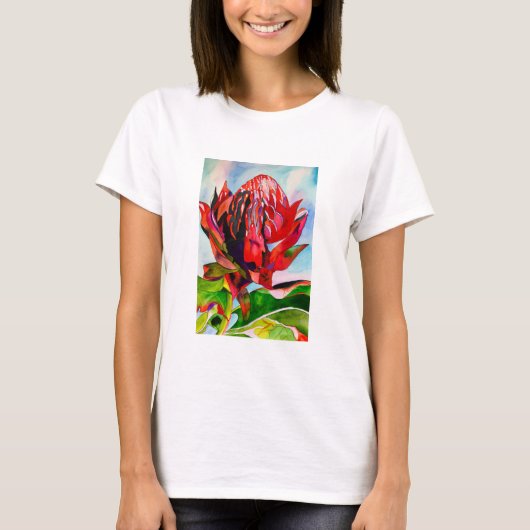 Waratah Australische waterverf van inheemse bloeme T-shirt (Voorkant)