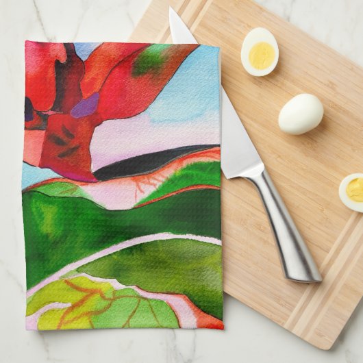 Waratah Australische waterverf van inheemse bloeme Theedoek (Quarter Fold)