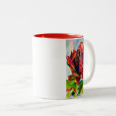 Waratah Australische waterverf van inheemse bloeme Tweekleurige Koffiemok (Voorkant rechts)