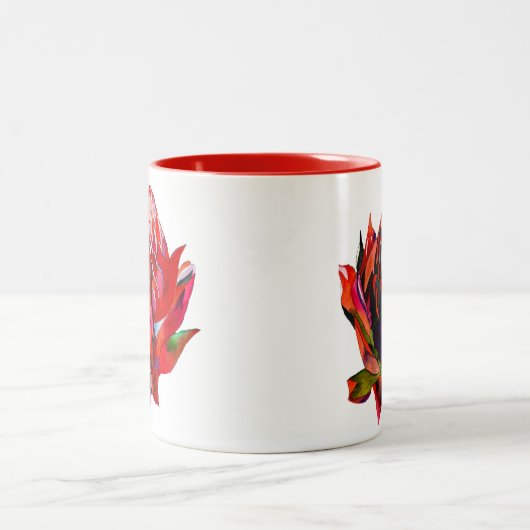 Waratah Australische waterverf van inheemse bloeme Tweekleurige Koffiemok (Center)